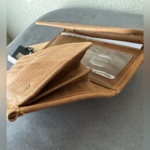 NWT Frye Long Basket Woven Amber Leather Wallet - Picture 11 of 12